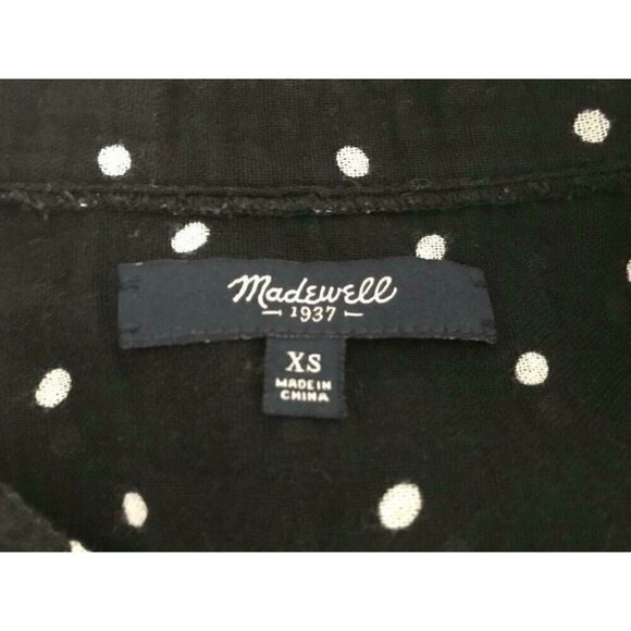 MADEWELL Shirred Popover Shirt Womens Size XS Black White Polka Dots Style B8694 - Picture 5 of 6